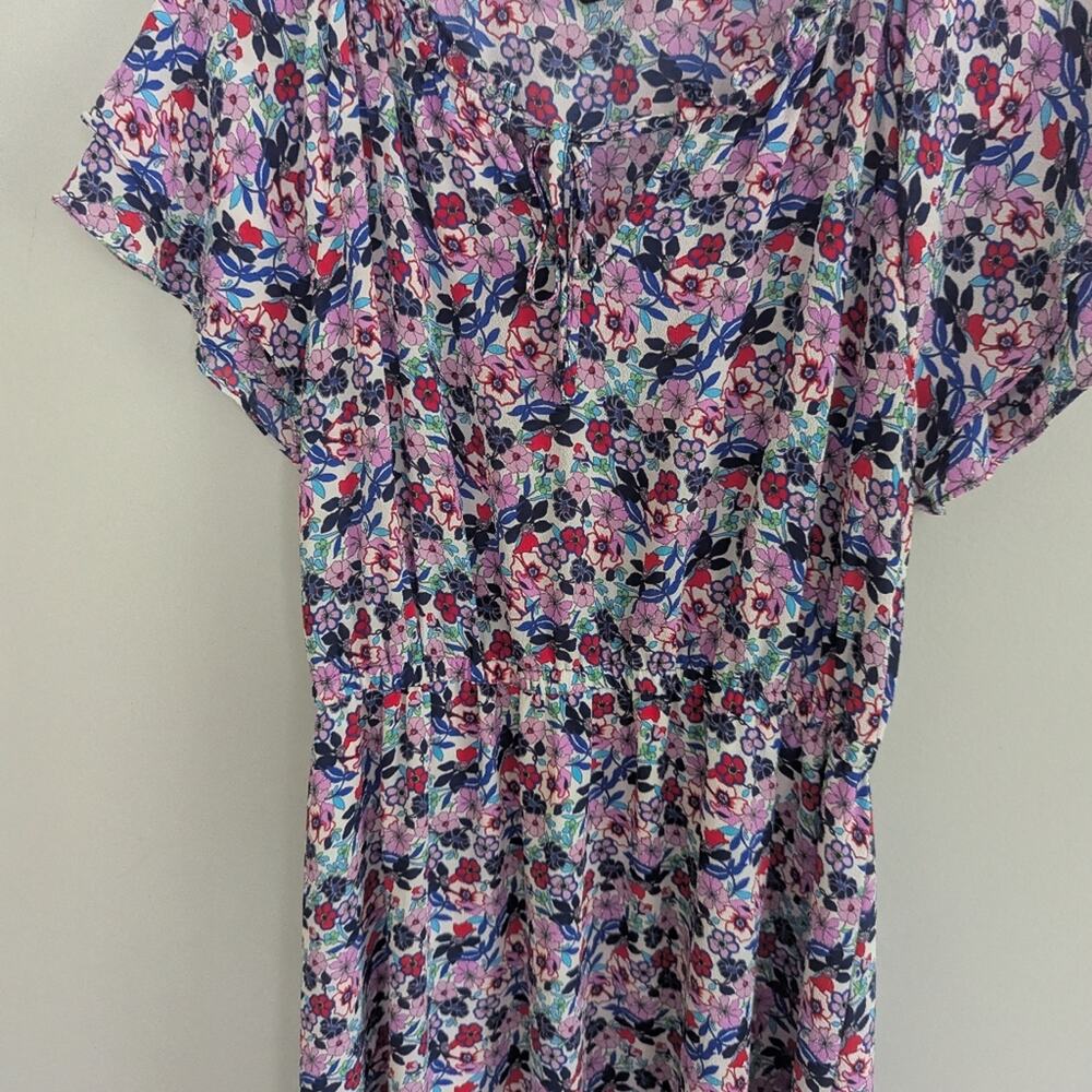 Women's Talbots 14 Petite Paradise Floral Popover Purple Pink White - Picture 6 of 6